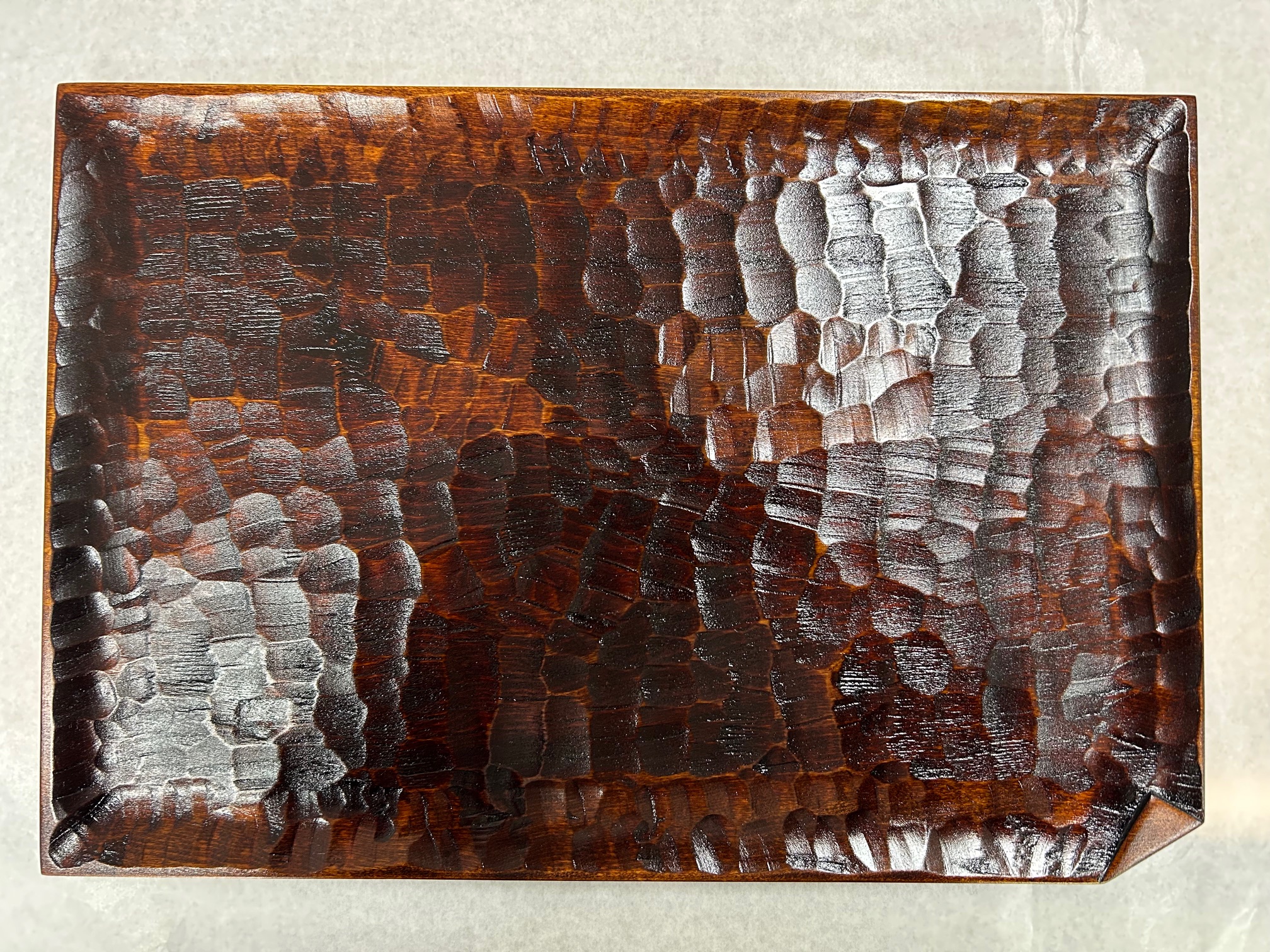 長角盆すり漆尺３平ﾉﾐ彫395x273x20(mm)