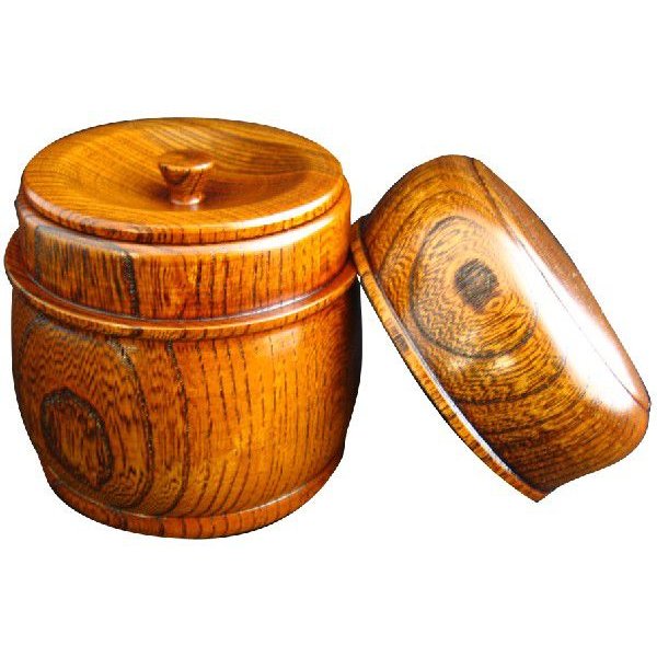 木製欅茶筒ﾀｲｺ型すり漆塗国産