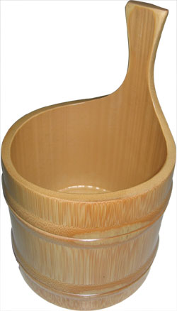 竹製ロクロ片手桶ｱｲｽﾍﾟｰﾙ(白)
