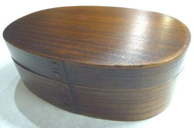 木製ｽﾘ漆わっぱ小判弁当1段仕切付