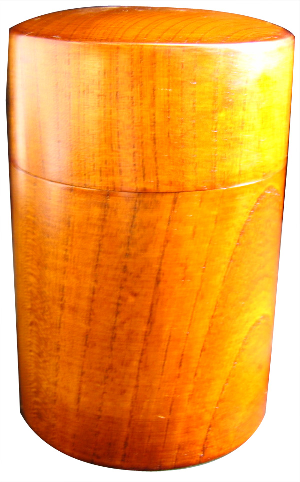 木製欅茶筒(小)すり漆塗