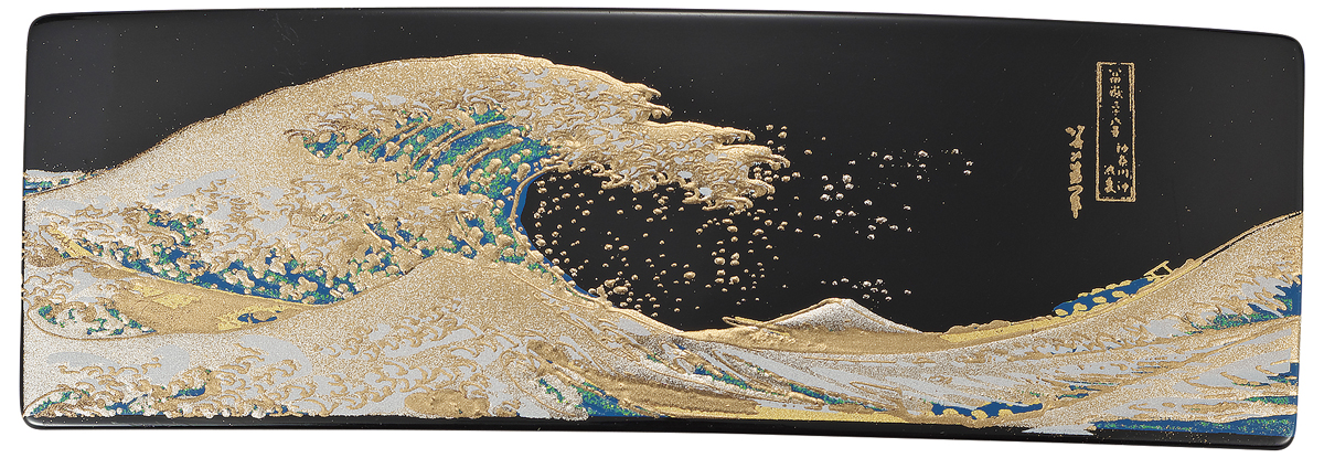 漆芸バレッタVALLETA(大)波 105x35x22(mm)