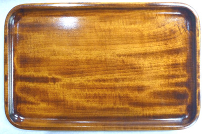木製栃ｸﾘﾇｷ漆塗切手盆7寸21*13.5*2
